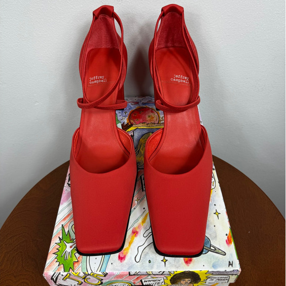 New Jeffrey Campbell Popular Square-Toe Heel Pump Rust Neoprene Women's Size 11 - Picture 1 of 7